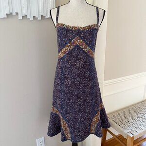 Vintage 90s Y2K Gregory Parkinson Purple Patchwork Quilt Midi Dress Size 8